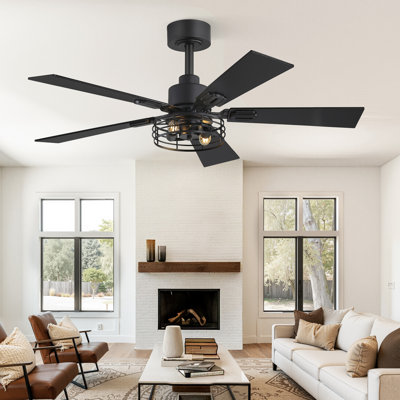 Cissline  42" Black Sleek/Farmhouse Ceiling Fan with Light and Remote Control for Bedroom/ Living Room
