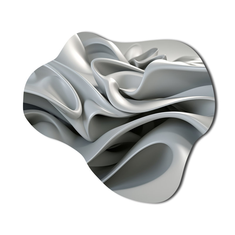 «Grey Infinite Ripples - Cloud Abstract Modern Waves», reproduction d'art asymétrique, H 28 po x l 25 po