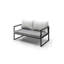 Élégant canapé de jardin 2 places, gris et noir, 50,4 po x 29,5 po x 25,6 po | Cadre en métal durable (épaisseur de 0,8 po) | Tissu 100% acrylique / polyuréthane | Parfait pour les espaces extérieurs bohémiens, design élégant et confortable-1535743220