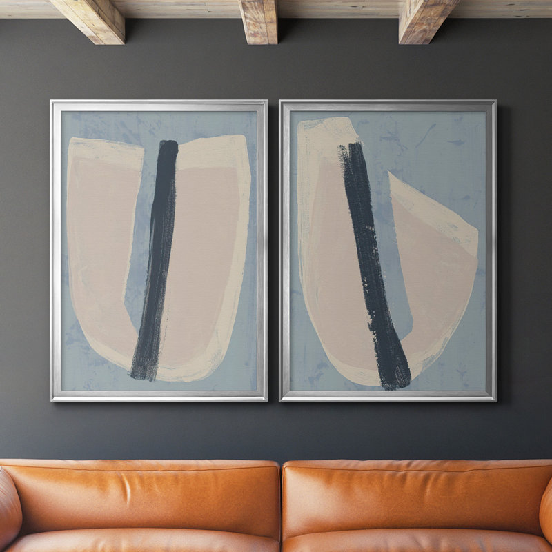 «Paper Slice I», toile encadrée de qualité supérieure - prête à être accrochée, H 42,5 po x l 61 po, Argent argent