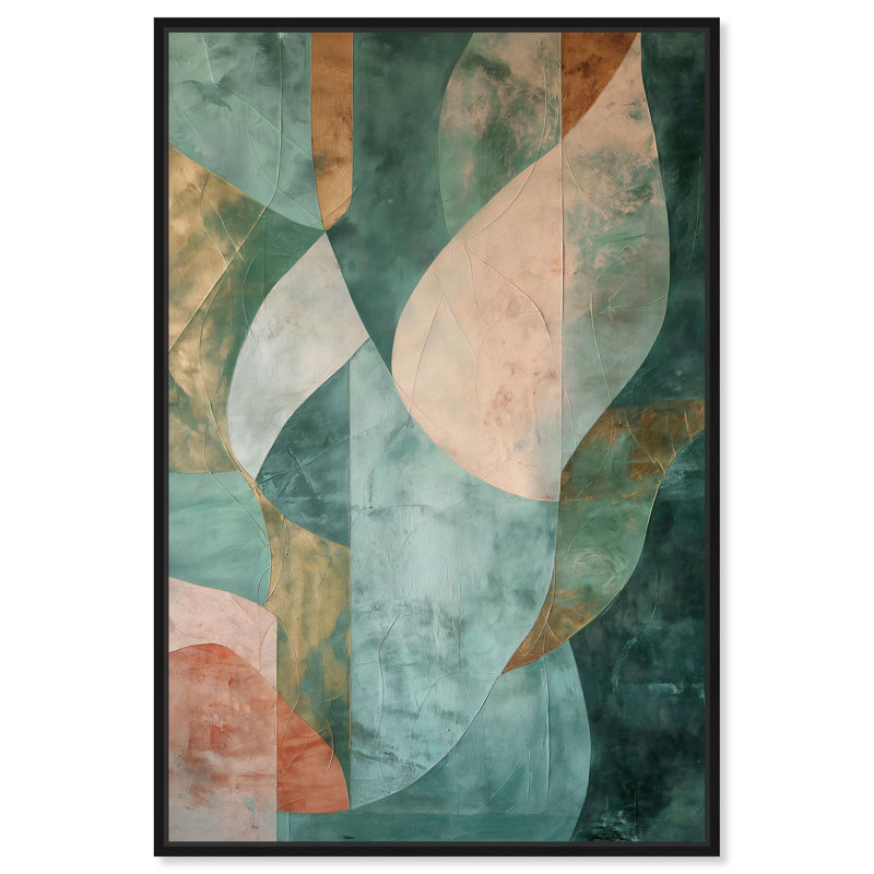 Art abstrait vert Emerald Ember II, Cadre noir, H 16 po x l 11 po