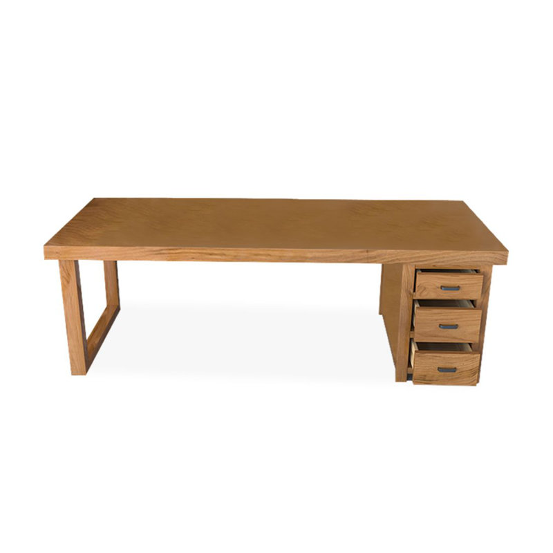 Bureau de direction rectangulaire en bois massif avec tiroirs Burlywood, H 29,53 po x l 86,61 po x P 27,56 po