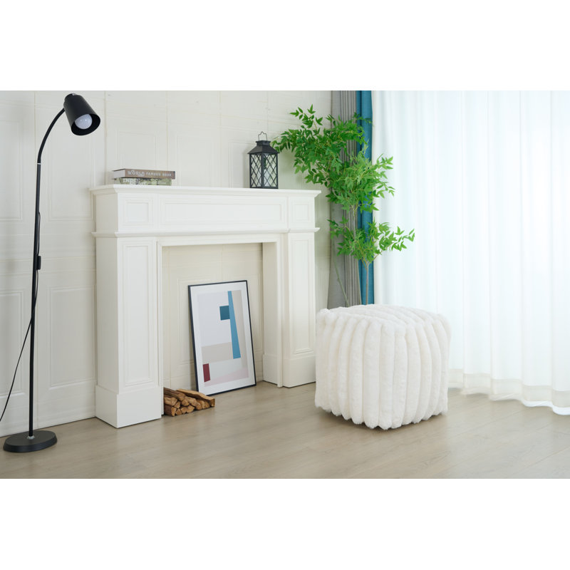 Magnuson Ultra Soft Ribbed Faux Fur Indoor Pouf, Cream