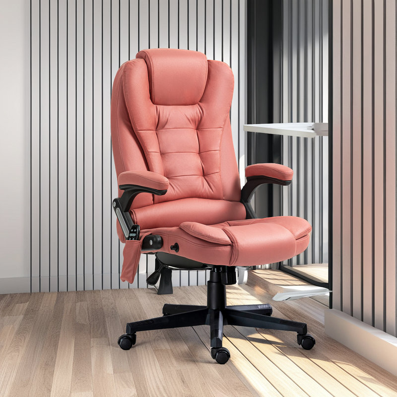 Fauteuil de bureau de massage Executive - Vibration 6 points et chaleur lombaire - Inclinaison 125 ° - Hauteur réglable - Revêtement en microfibre