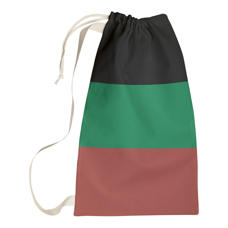 Boston Fabric Laundry Bag with Handles, Large ( 36" x 28" x 1.5"), Black/Green/Gold