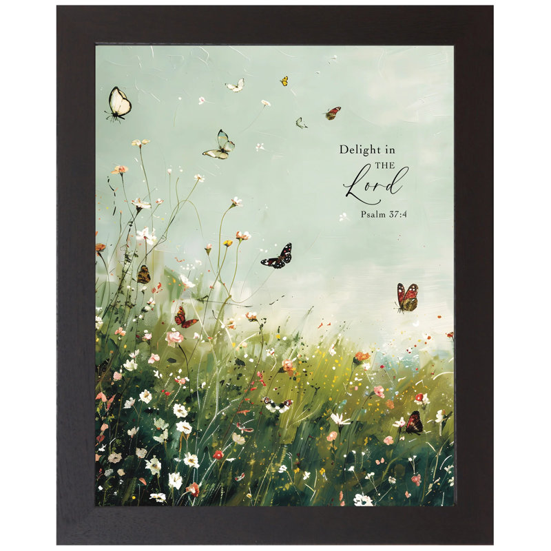 «Delight In The Lord Butterfly», art floral encadré, H 16 po x l 13 po