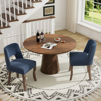 Ensemble de table de salle à manger 43 po avec chaises en tissu 2/4, style minimaliste moderne en bois aggloméré pour la salle à manger et la cuisine