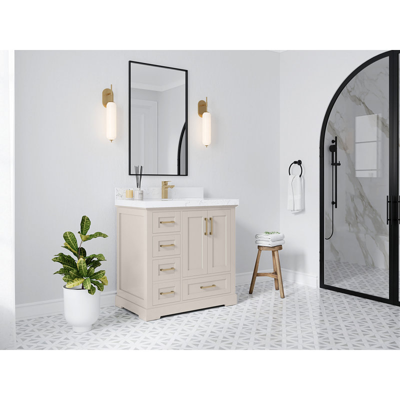 Boston 36 po X P 22 po Meuble-lavabo central D Quartz, Marbre de Carrare