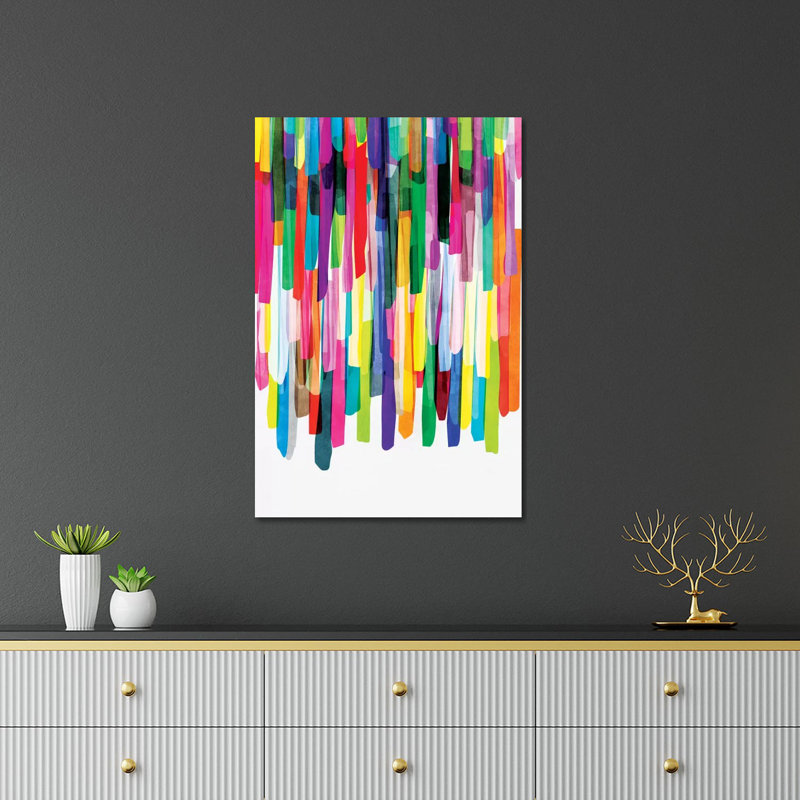 Impression de rayures colorées IV sur verre acrylique, H 24 po x l 16 po x P 0,25 po