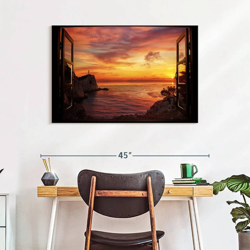 Gillard Window To Lighthouse Cliff, 26" H x 39" W