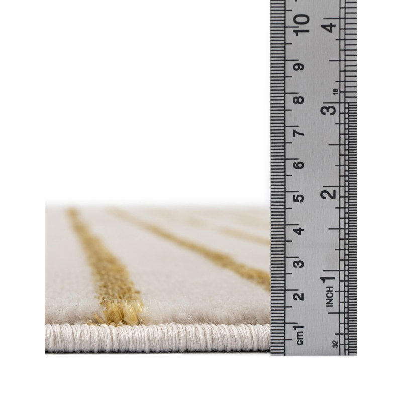 Latitude Run® Mirage Nikica Rug White and Gold, Rectangle 9' x 12'