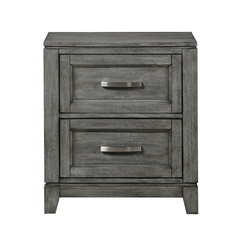 Table de chevet 2 tiroirs Garretson Farmhouse, Gris