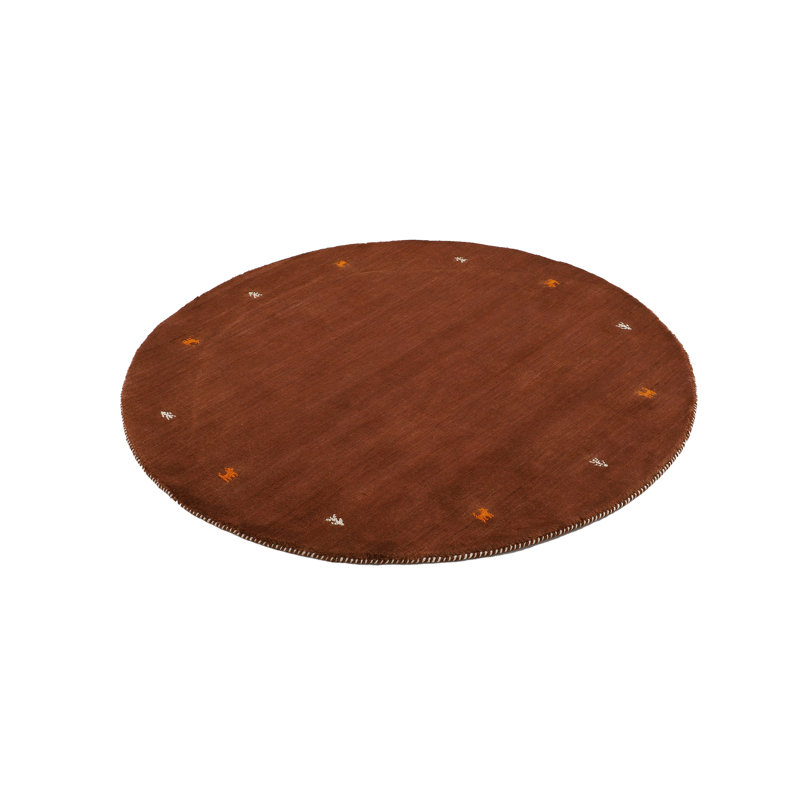 Handwoven Wool Gabbeh Uni Brown Rug, Round 200cm
