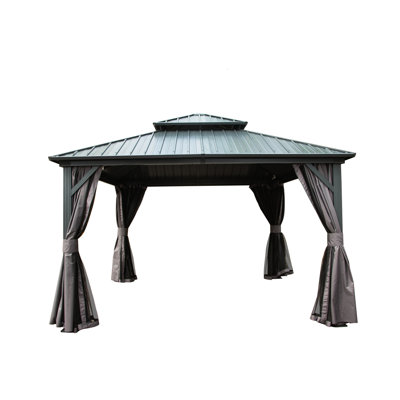 12X12 Ft Gazebo With Aluminum Frame And Galvanized Steel Roof - Classic Style For Patio, Backyard, Deck, Lawn, Gray Materials Outdoor Living Lawn Use, Color