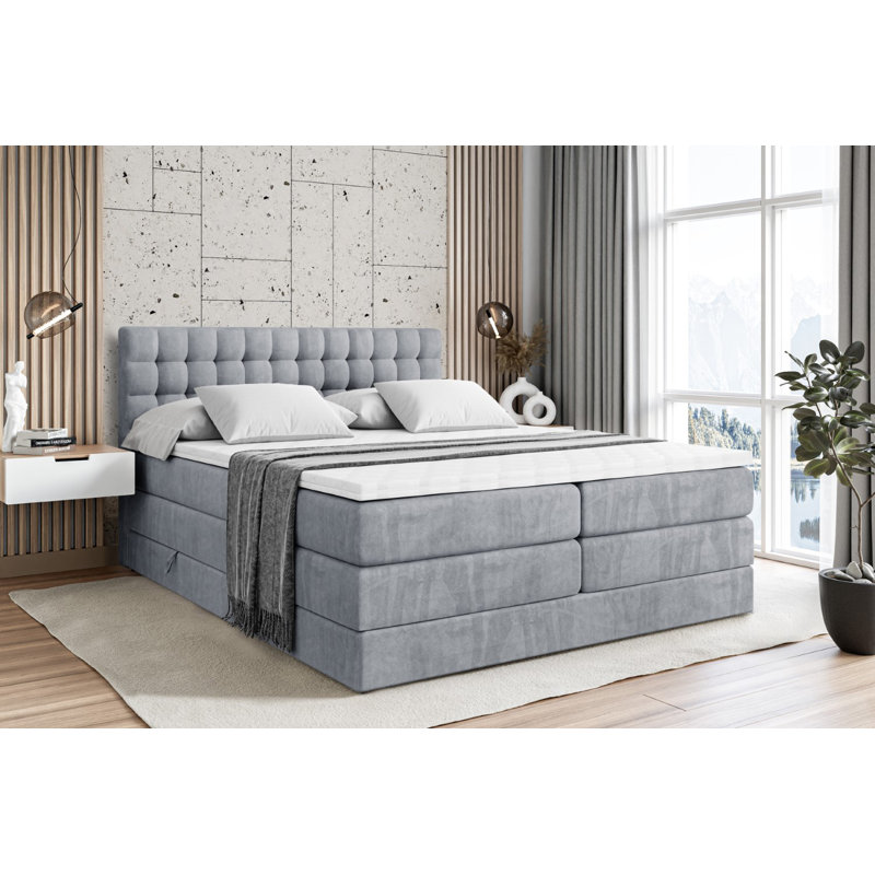 Bed, 140 x 200cm, in Grey