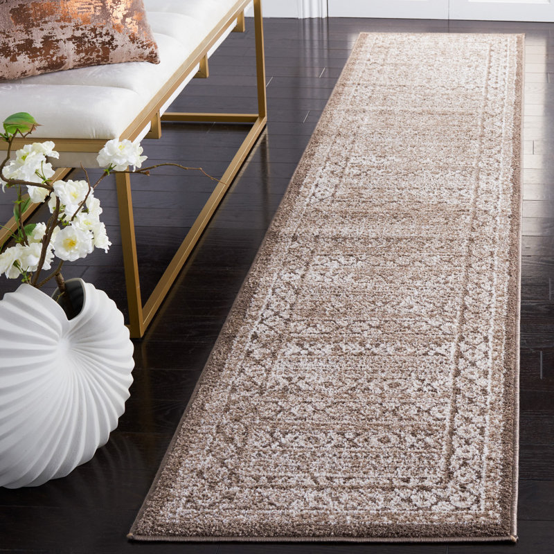 Tapis gris / ivoire Gracie-Lou 658, Tapis de couloir 2 pi x 9 pi