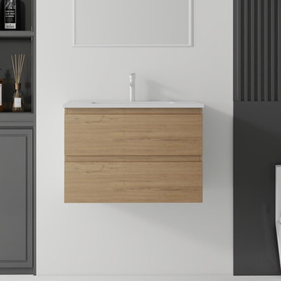 Meuble-lavabo flottant 24 po avec lavabo à fermeture en douceur pour petites salles de bain 24 po