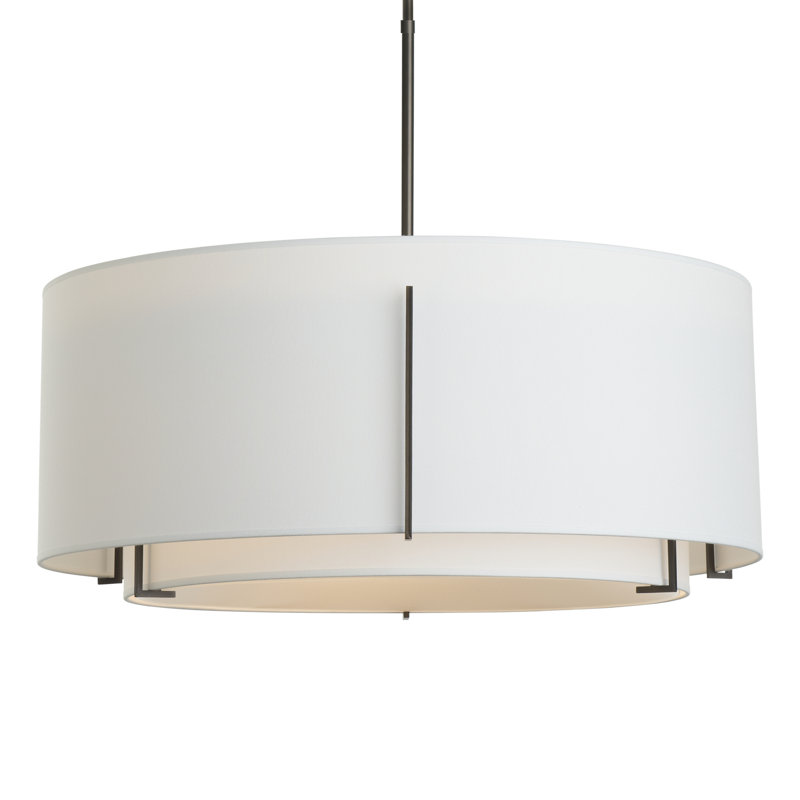 Exos 3 - Light Unique/Statement Drum Chandelier, Natural Anna, 12" H x 28" W x 28" D, Natural Iron