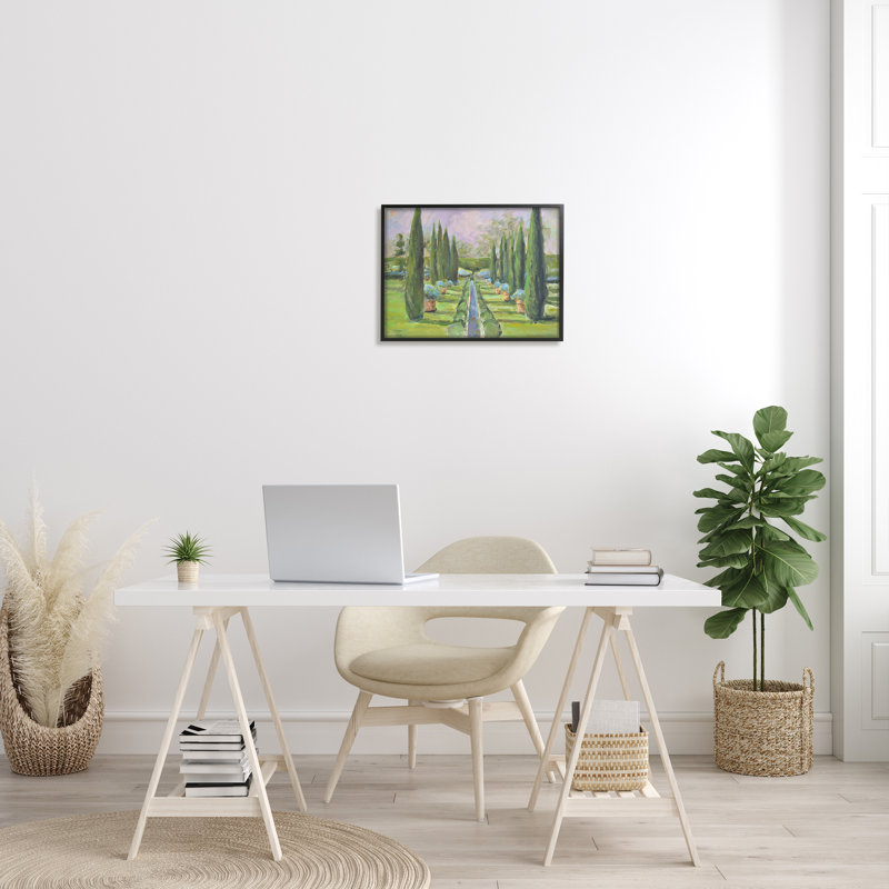 Élégant jardin manucuré, topiaire paysagé, estampe numérique, art texturé par Allayn Stevens, Giclée encadrée noir minuit