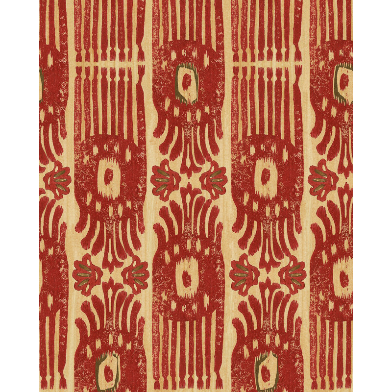 The Curators Cabinet Ikat Wallpaper Roll, Red/Taupe