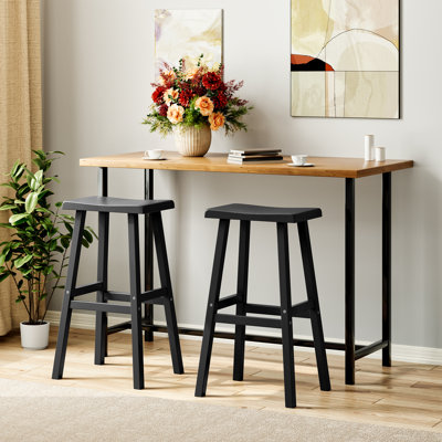 2 Set 24" HDPE Bar Stools Set Outdoor, Durable Resin, Weatherproof & Ergonomic Bar Chairs by George Oliver