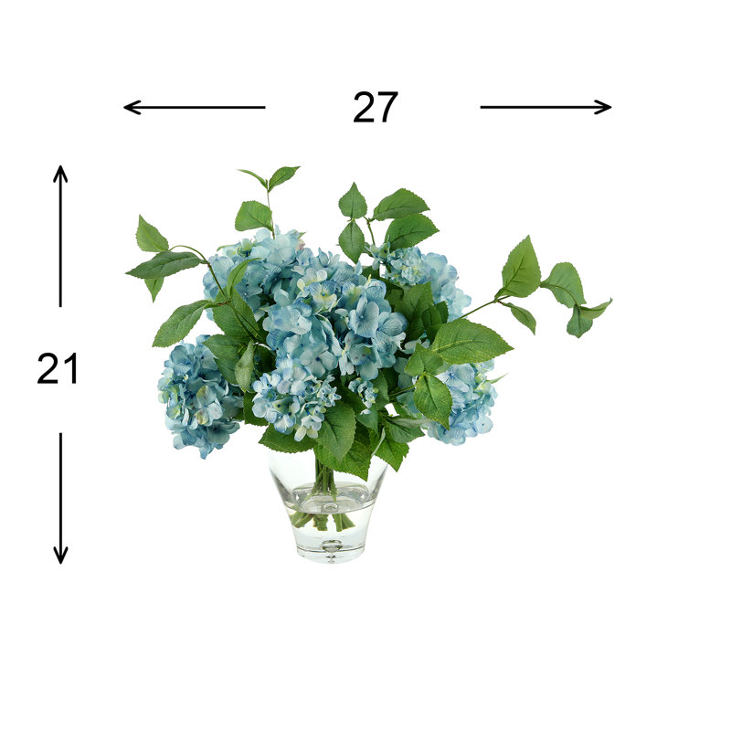 Faux Hydrangeas in Glass Vase
