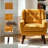 Davey Upholstered Orange Linen Blend Tufted Wide Back Armchair with Solid Wood Leg-1921251227