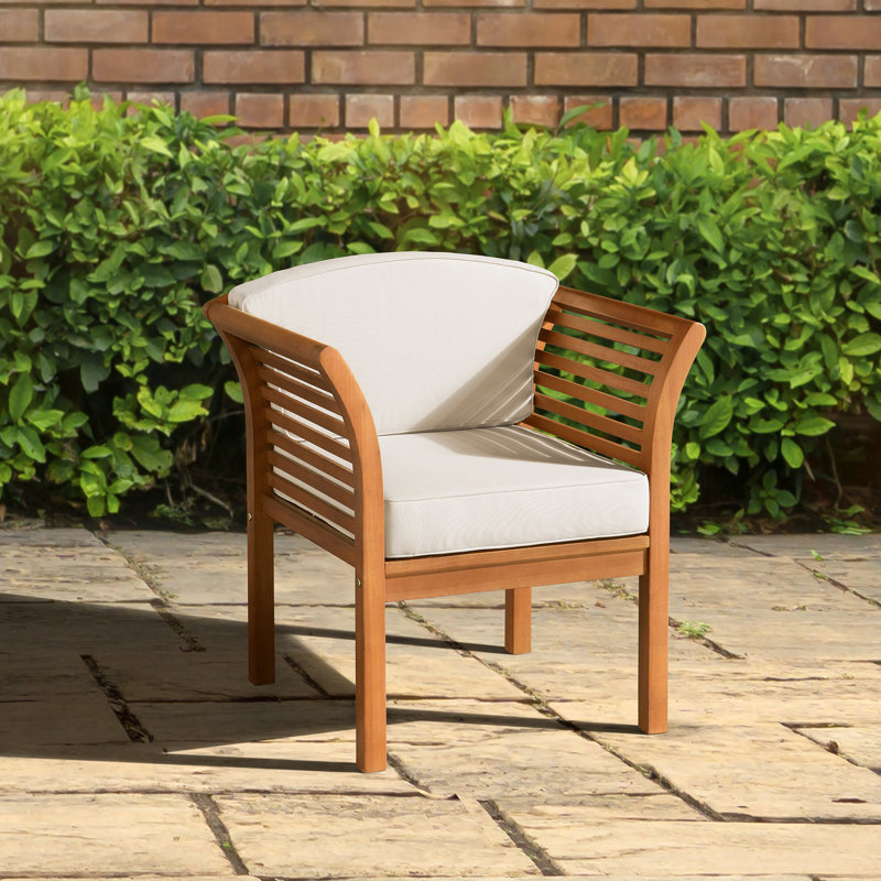 Natural Eucalyptus Wood Outdoor Chair with Cushions