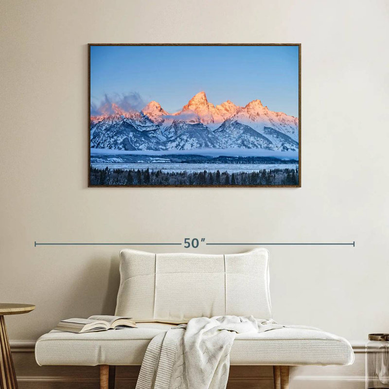 Grand Tetons congelés, Cadre flottant noyer, 40 po x 27 po