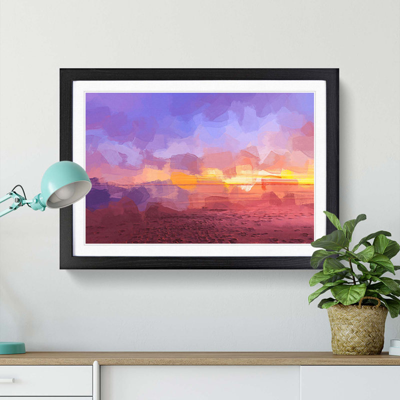Sydney Beach in Abstract - Framed Print, 48cm H x 65cm W x 2cm D, Black Framed