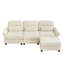 Canapé d'angle en chenille beige de 250 cm, pouf, coussin à volants et accoudoirs arrondis-1870905133