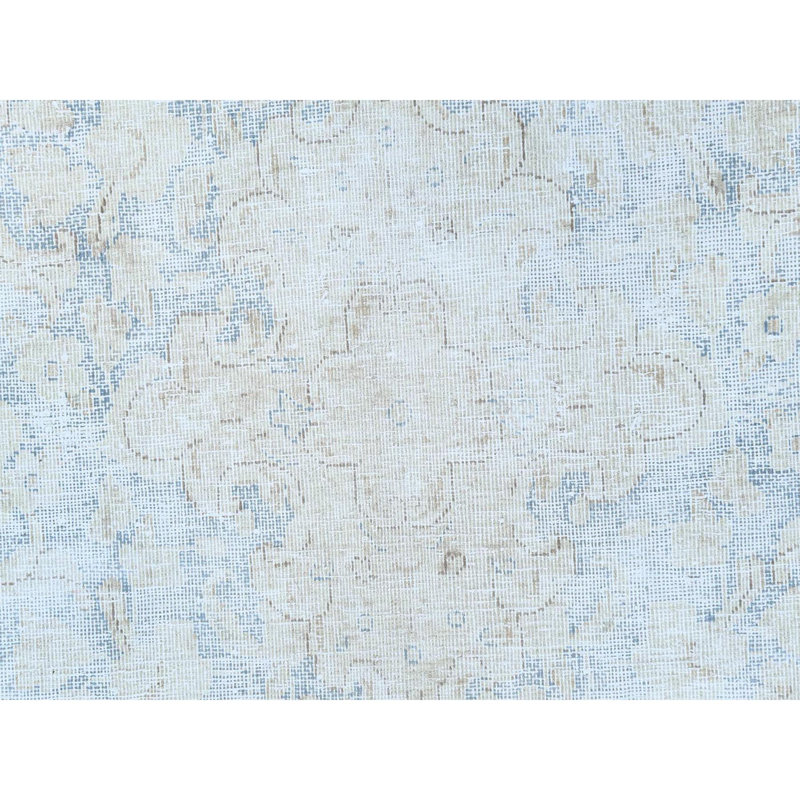 Tapis oriental délavé mi-usé en laine délavé à la main 8 pi 2 po x 13 po ivoire Kerman