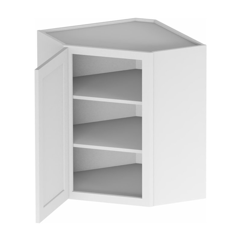Meuble mural de coin diagonal en contreplaqué blanc, prêt à assembler, 61 cm (L) x 30 cm (P) x 76 cm (H), 30"