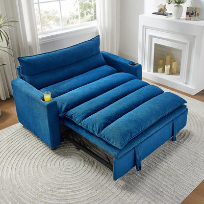 Convertible Sofa Bed, 3-In-1 Multi-Functional Velvet Sleeper Couch Pull-Out Bed, 47'' Loveseat Chaise Lounge With Adjustable Backrest , Living Room, Small Space