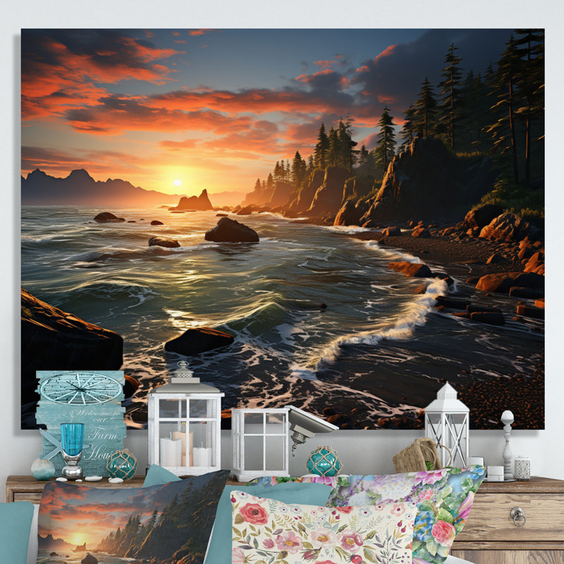 Reproduction d'art sur toile, "USA National Park" au coucher du soleil, H 30 po x l 40 po x P 1,5 po, Toile tendue