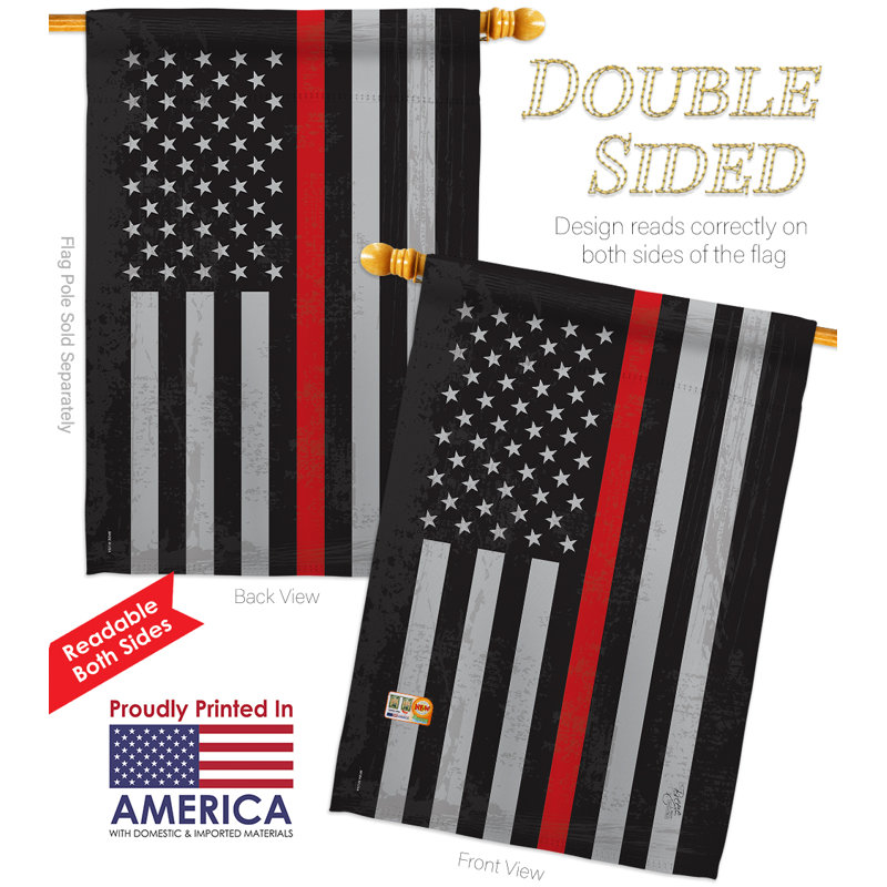 Mélange de polyester à 2 côtés 40 x 28 po american red rayures drapeau maison, Noir / Rouge