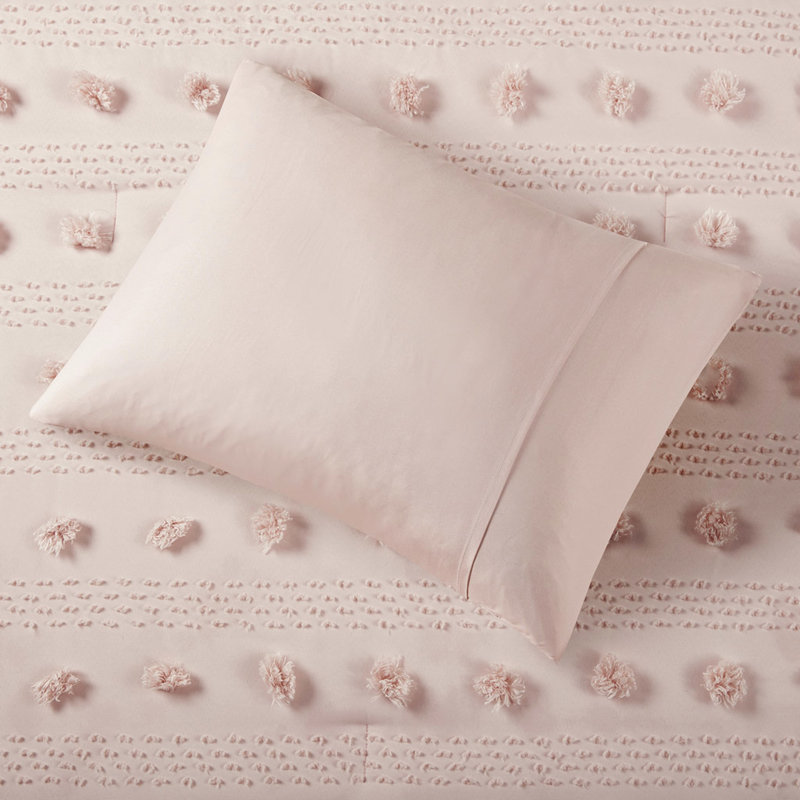 Édredon simple / simple TG avec tissu lavable à la machine, rose et ludique, Édredon simple + 2 taies décoratives, Rose