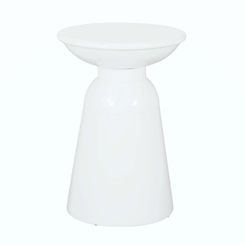 Outdoor Metal End Table -Large, White