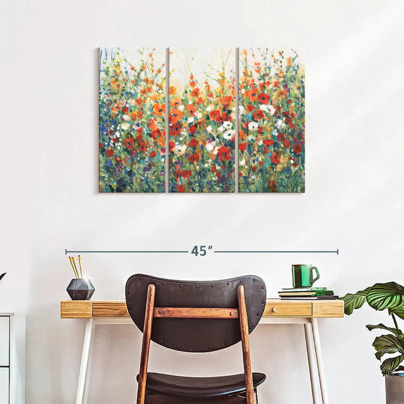 Jardin en fleurs I 3 pièces, H 24 po x l 38 po x P 1,25 po