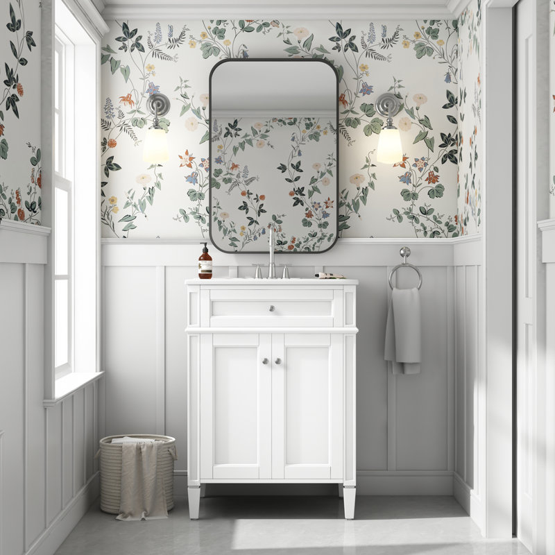 Meuble-lavabo élégant avec lavabo en bois massif et céramique pour espaces modernes