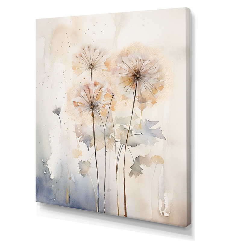 Dandelion Charm in Winter IV - Pissenlit grand, art mural, H 20 po x l 12 po x P 1 po, Toile tendue
