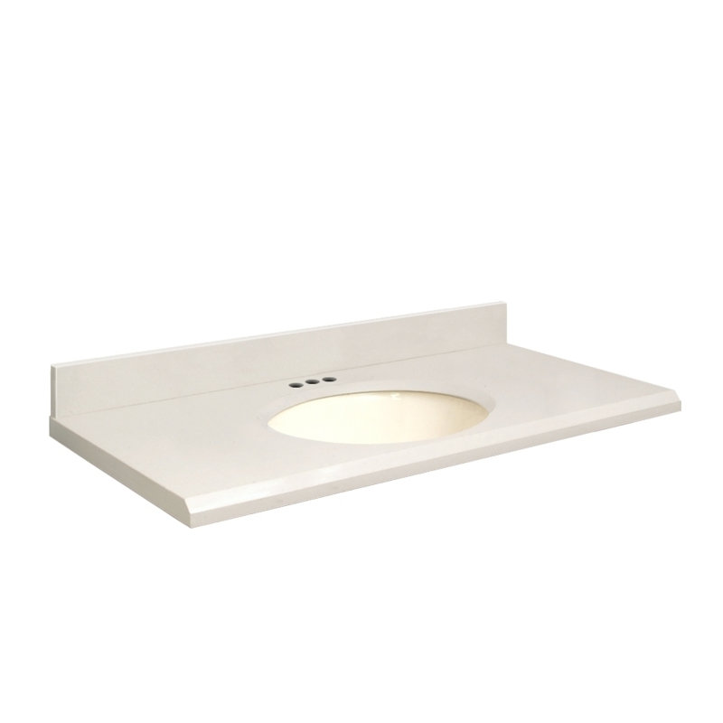 25'' Stone Single Bathroom Vanity Top with Sink, Biscuit, 4" Centerset, Milan White