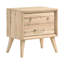 Table de chevet classique de style Mid-Century moderne avec chêne naturel, chambre à coucher, 2 tiroirs décoratifs