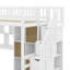 Lit mezzanine simple avec bureau, DEL, tablettes de rangement, armoires et escalier-383659736