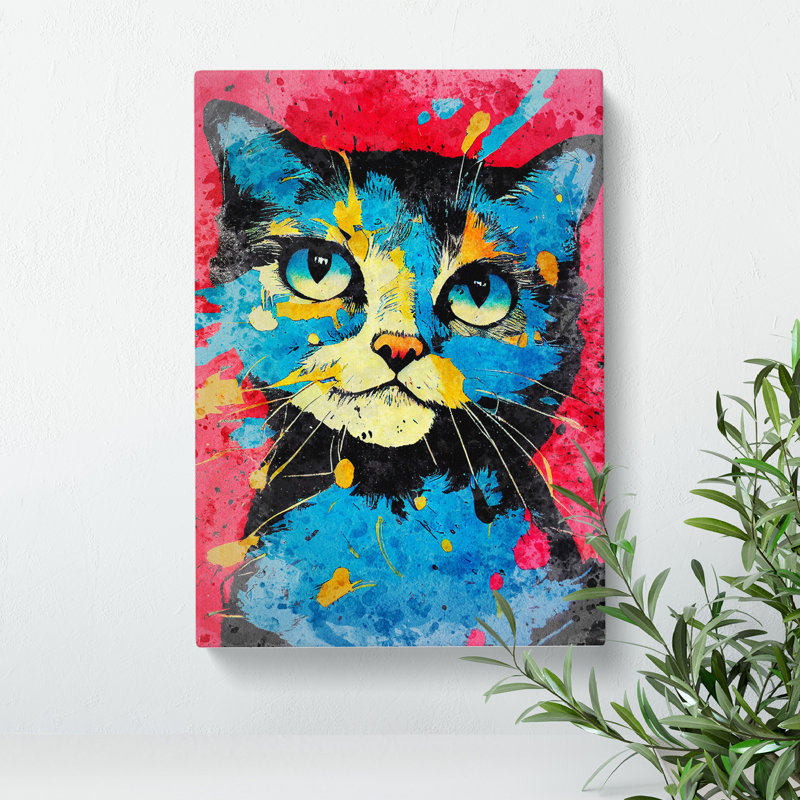 Paint Splat Cat No.5 - Wrapped Canvas Print, 50cm H x 35cm W x 3cm D