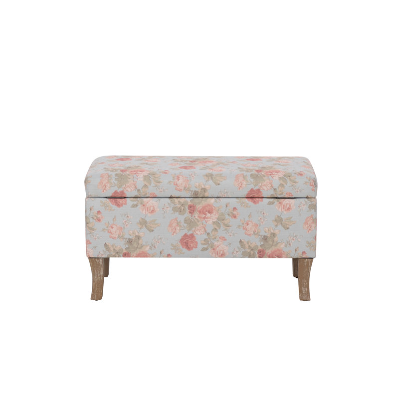 Pierro Upholstered Hinged Lid  Storage Ottoman, Blue Floral
