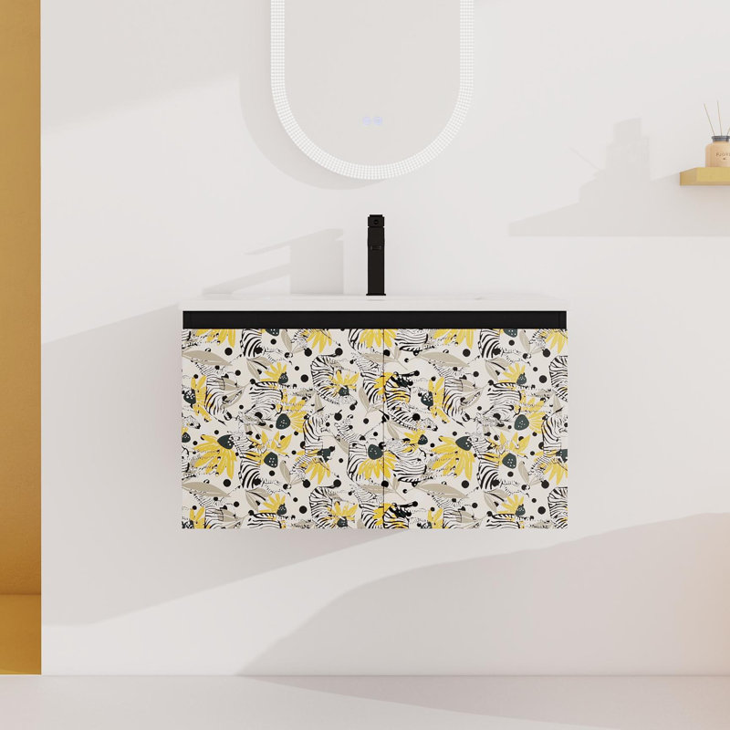 Meuble-lavabo mural 30 po avec plateau en céramique Anschultz