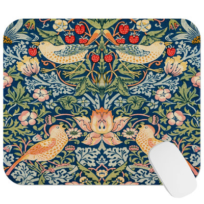 Animals William Morris Damask Style Pattern Birds Birds & Traditional Gaming Cute Office Laptop Desk Pad Gift Mat Square Rectangle Non-Slip Mousepad