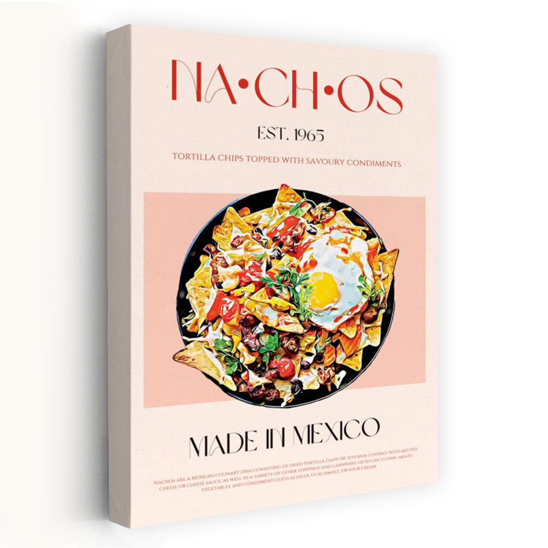 Délicieuse décoration murale colorée de Nachos mexicains, H 18 po x l 12 po