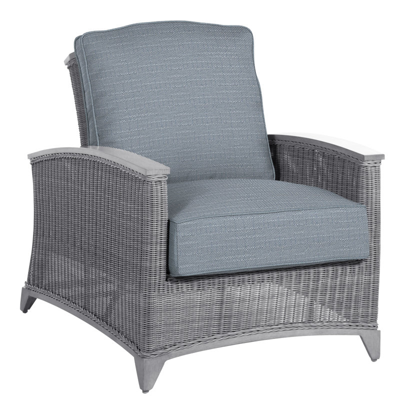 Astoria Patio Chair with Cushions, Welt + Standard Fill, Rollo Chambray InsideOut® Linen, Oyster/Oyster